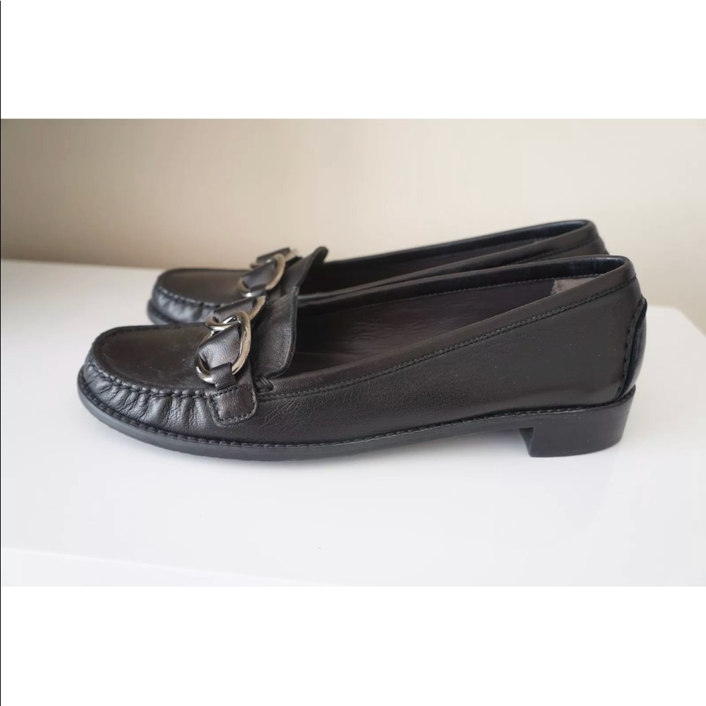New Stuart Weitzman Black Leather Loafer Shoes 7/8 - Picture 6 of 8
